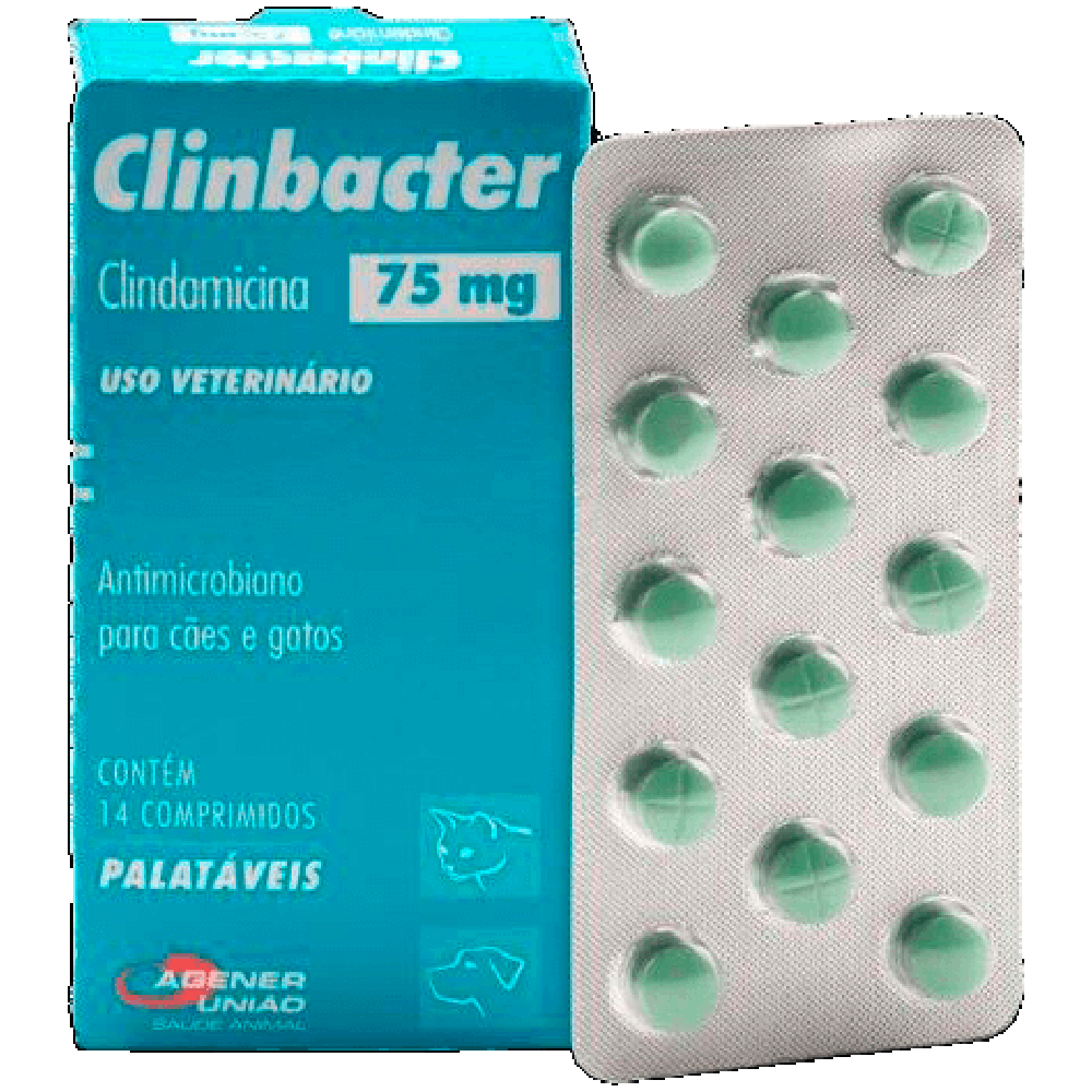 Clinbacter 75mg - Antimicrobiano para Cães e Gatos