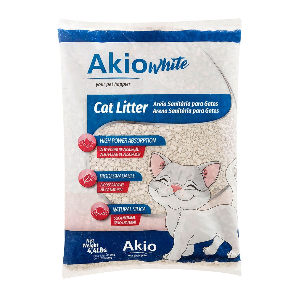 Areia Higiênica Akio White para Gatos - 2kg