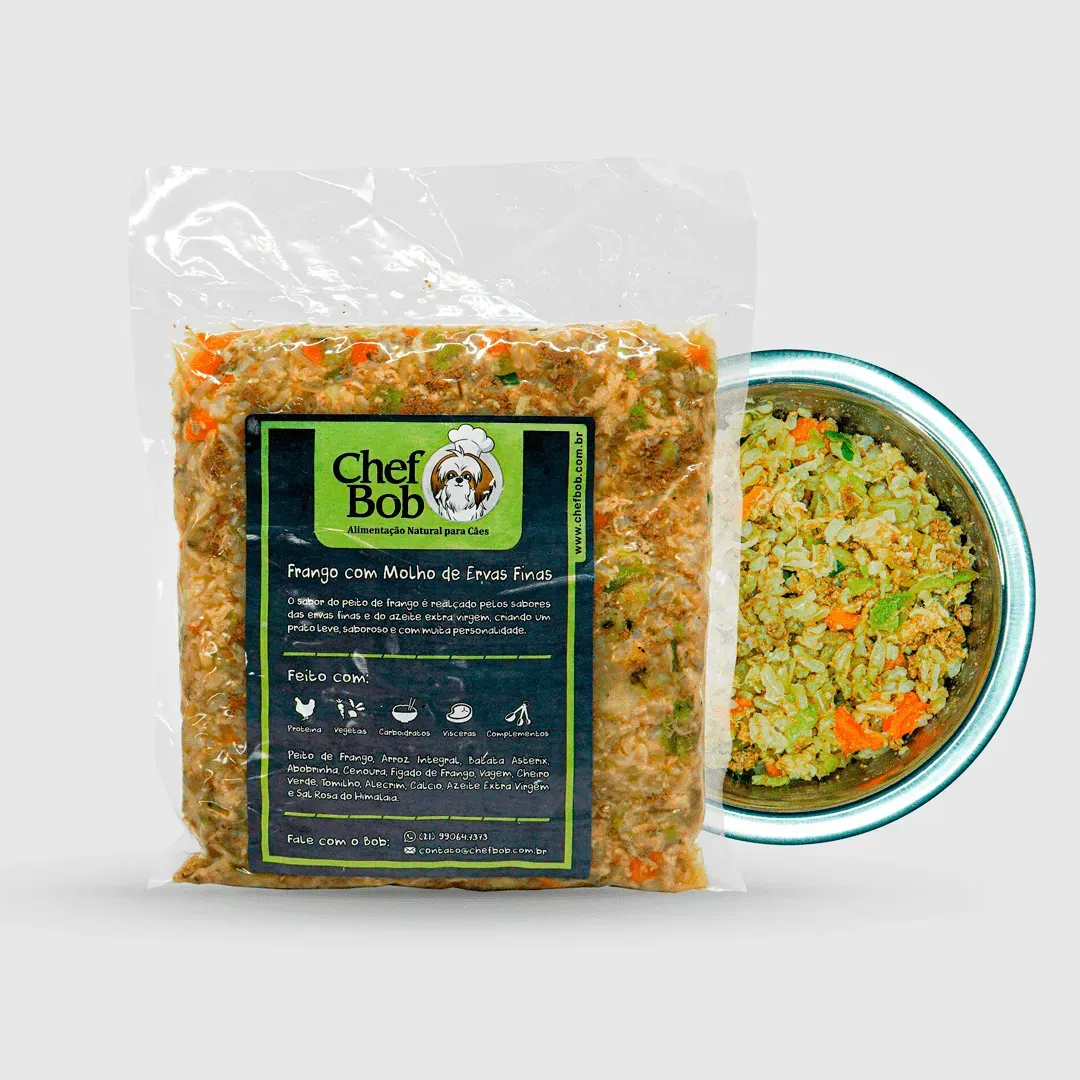 Alimentação Natural para Cães Chef Bob - Frango com Molho de Ervas Finas 350g